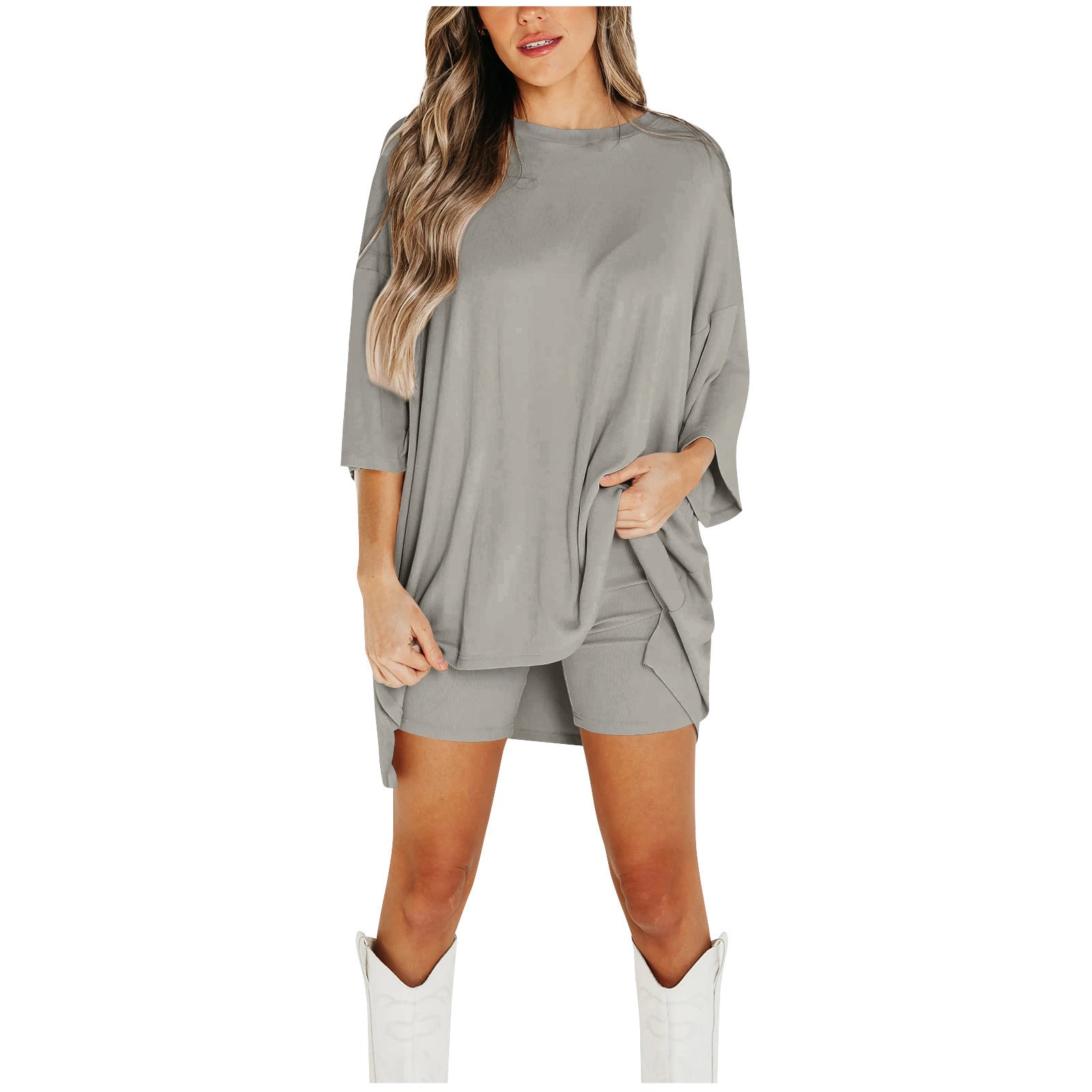 Women's Summer Shorts Set – Loose Tee & Slim Pants Outfit