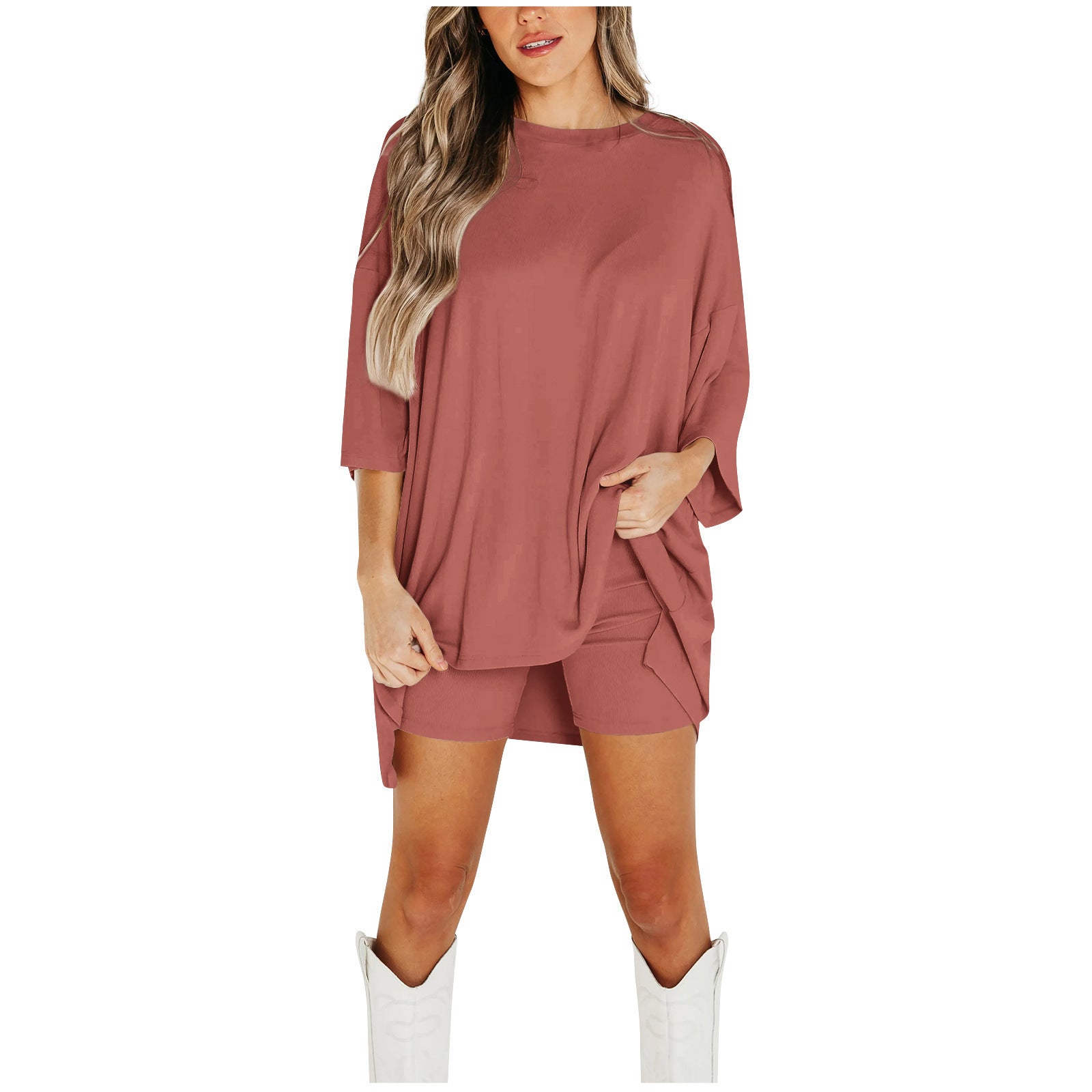 Women's Summer Shorts Set – Loose Tee & Slim Pants Outfit