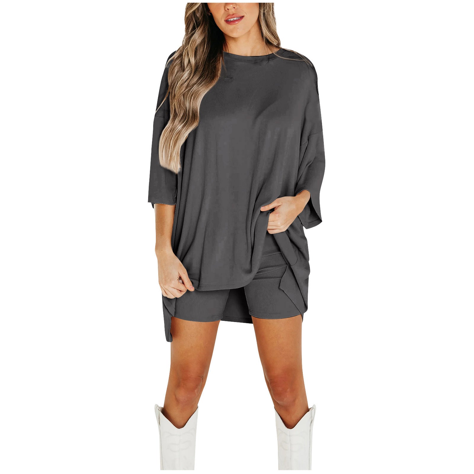 Women's Summer Shorts Set – Loose Tee & Slim Pants Outfit
