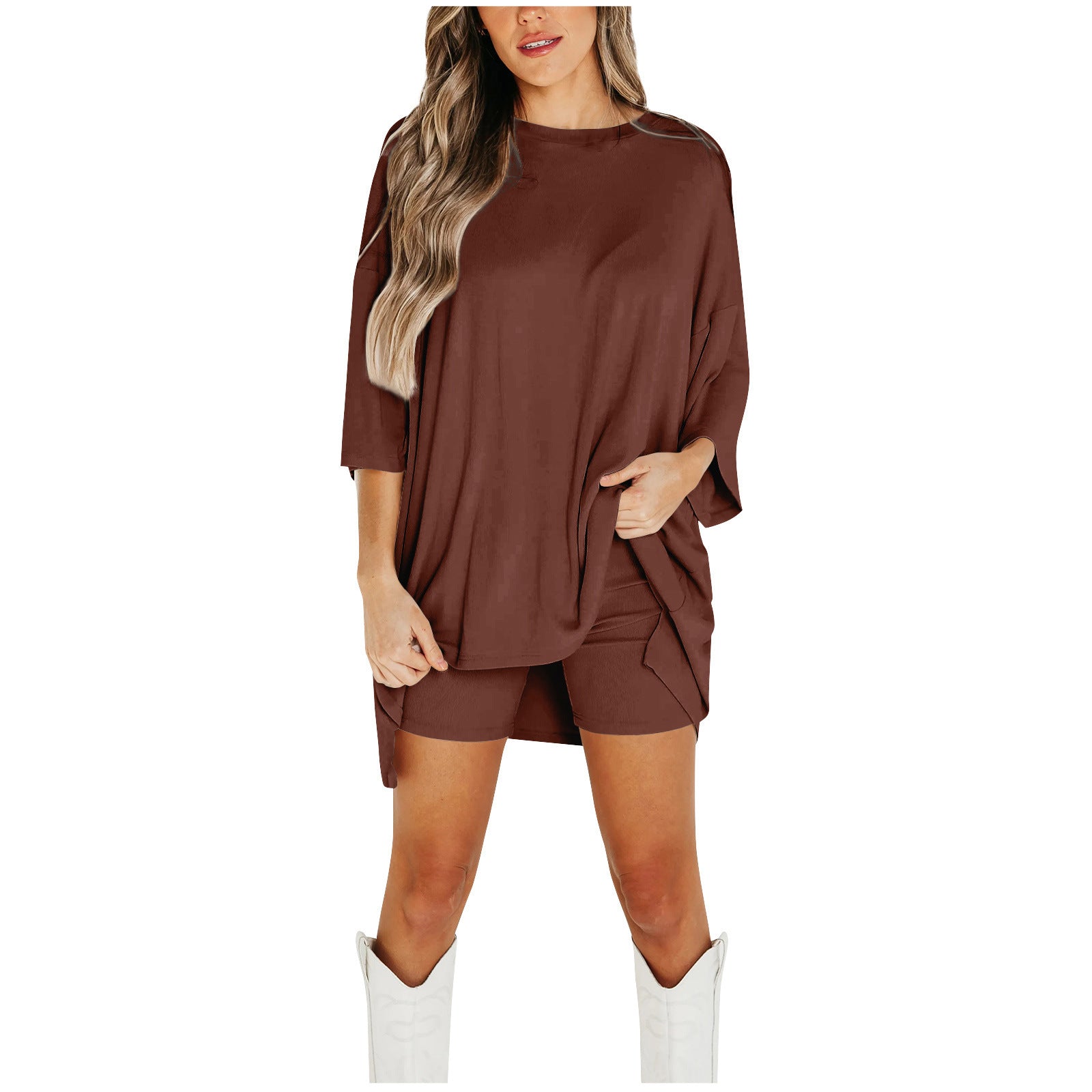 Women's Summer Shorts Set – Loose Tee & Slim Pants Outfit