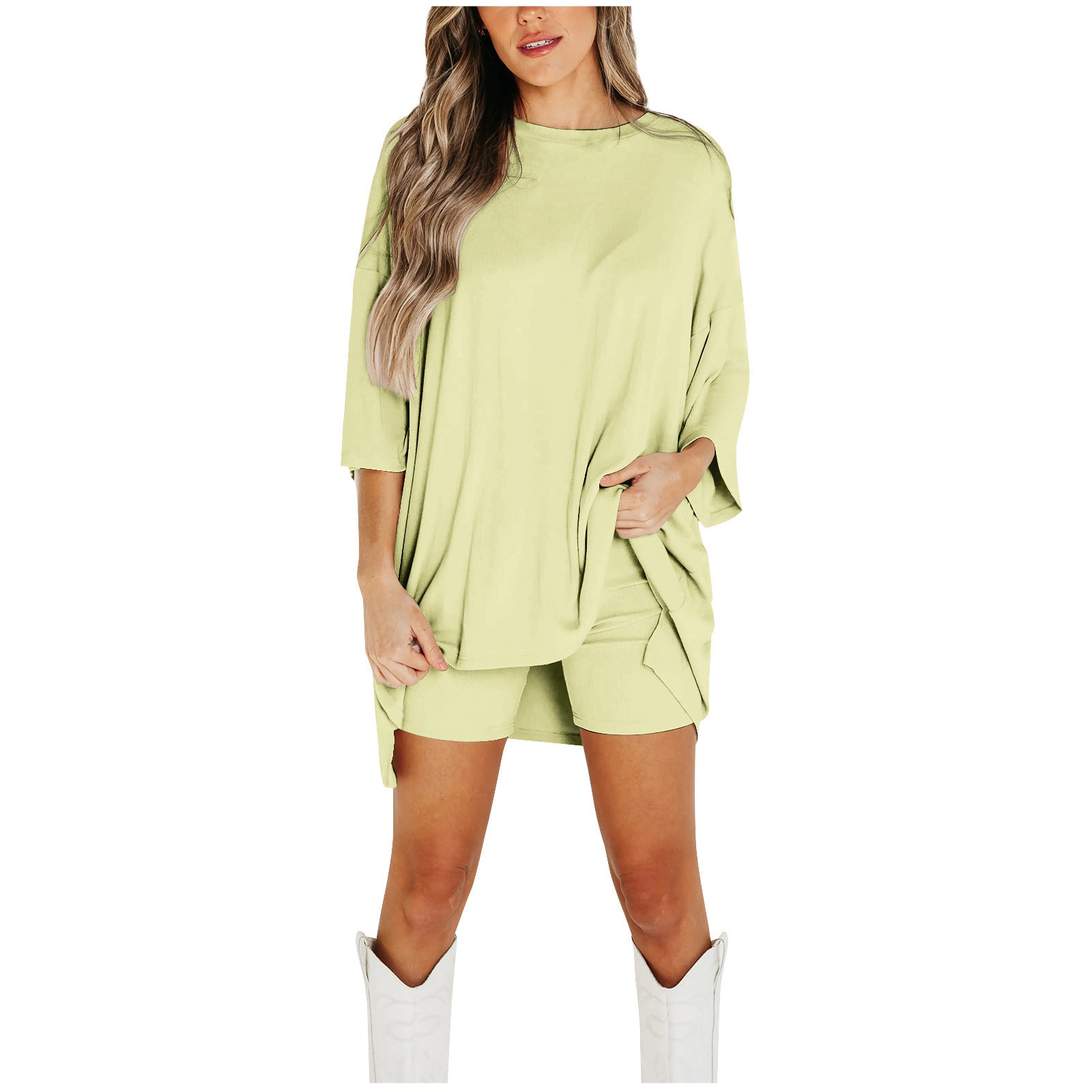 Women's Summer Shorts Set – Loose Tee & Slim Pants Outfit