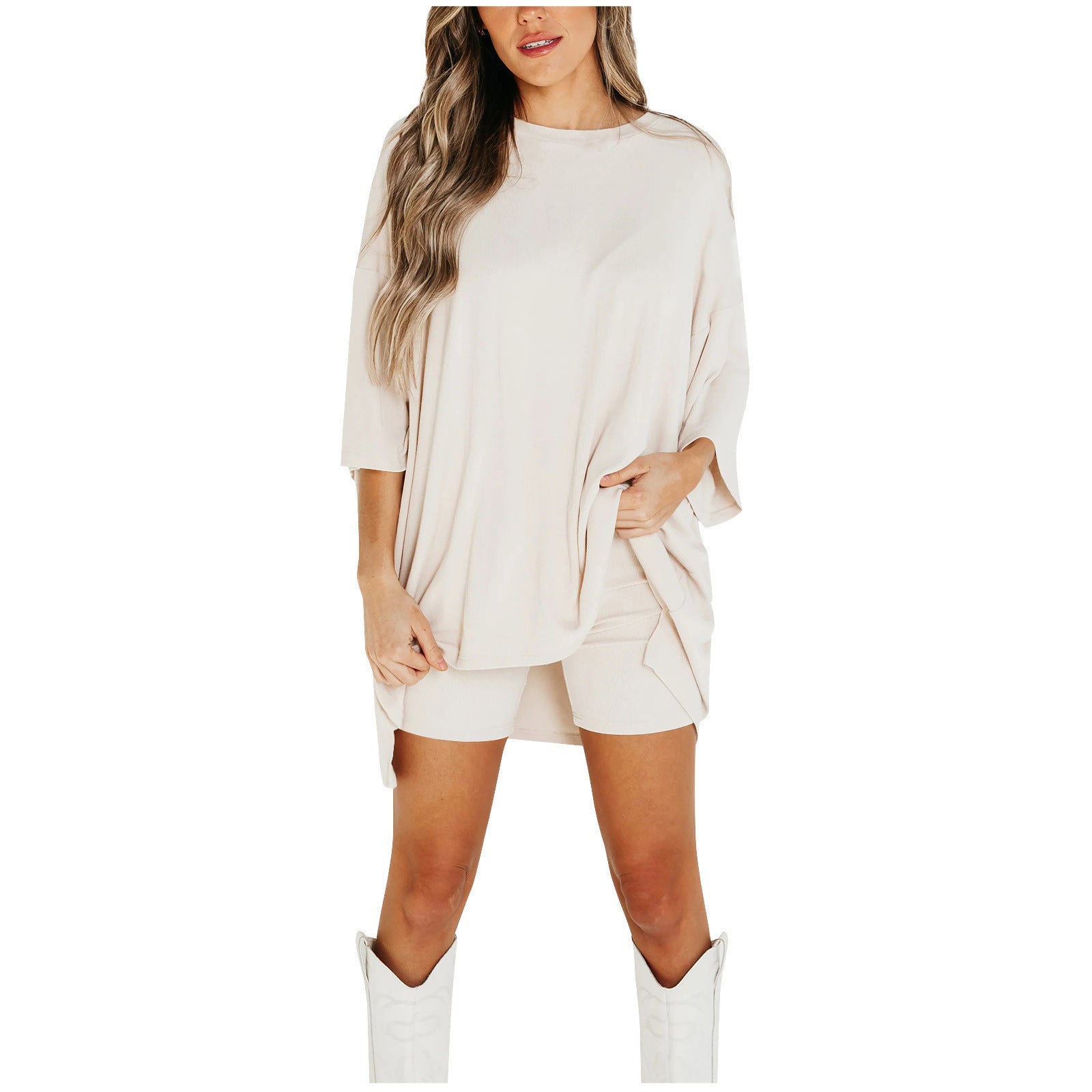 Women's Summer Shorts Set – Loose Tee & Slim Pants Outfit