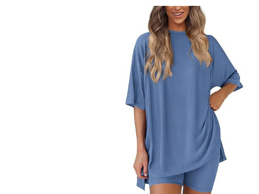 Women's Summer Shorts Set – Loose Tee & Slim Pants Outfit