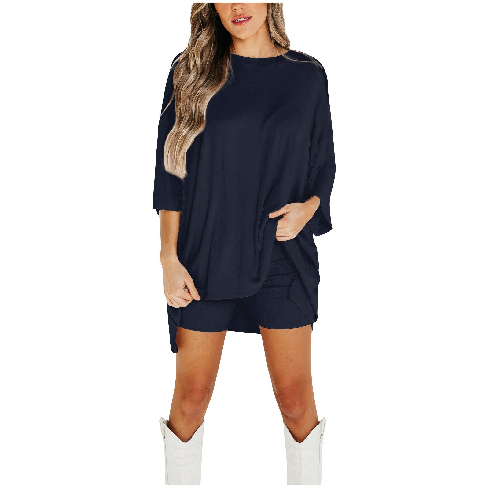 Women's Summer Shorts Set – Loose Tee & Slim Pants Outfit