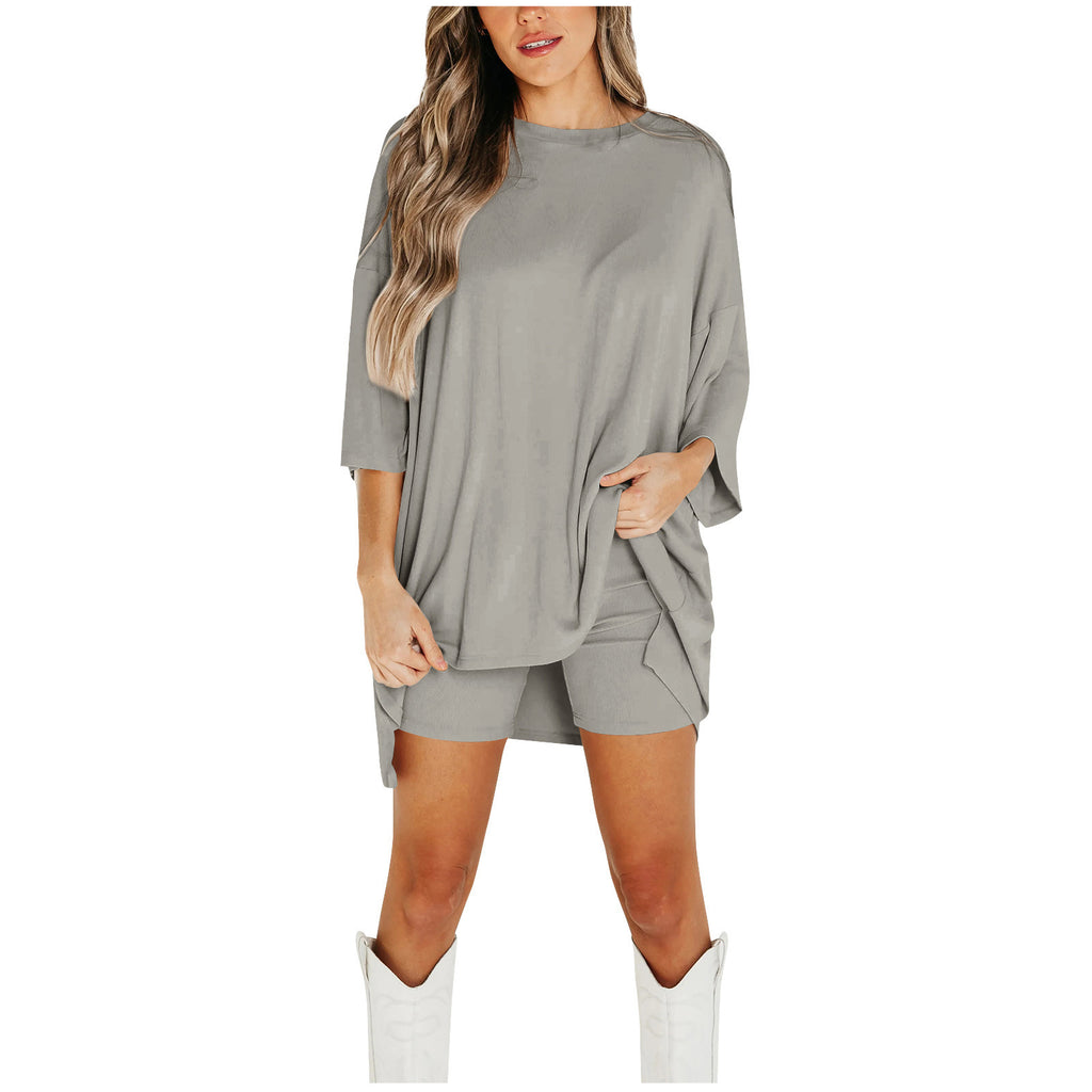 Women's Summer Shorts Set – Loose Tee & Slim Pants Outfit