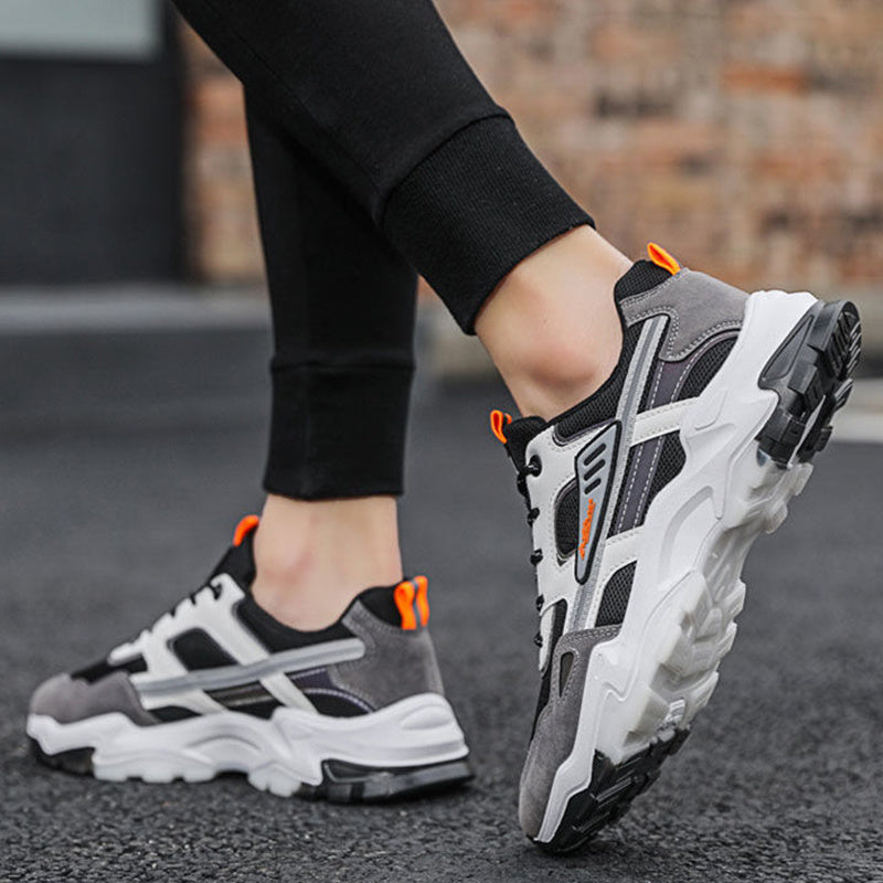 Black & White Lace-Up Mesh Sneakers
