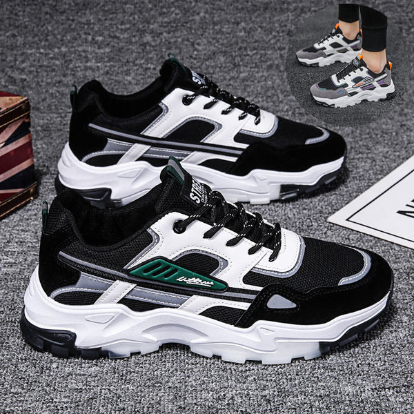 Black & White Lace-Up Mesh Sneakers