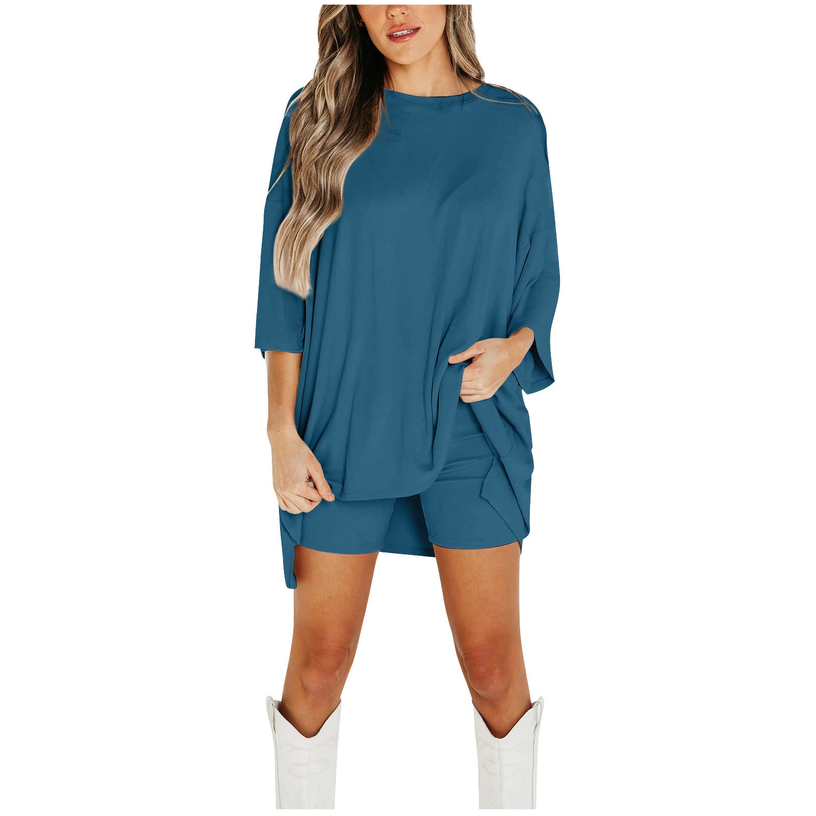 Women's Summer Shorts Set – Loose Tee & Slim Pants Outfit
