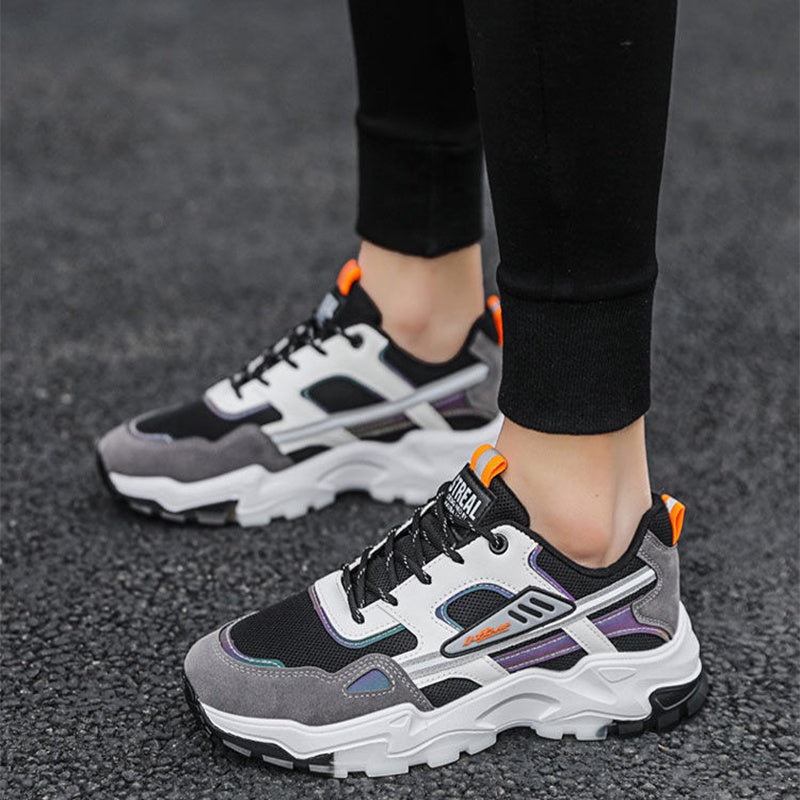 Black & White Lace-Up Mesh Sneakers
