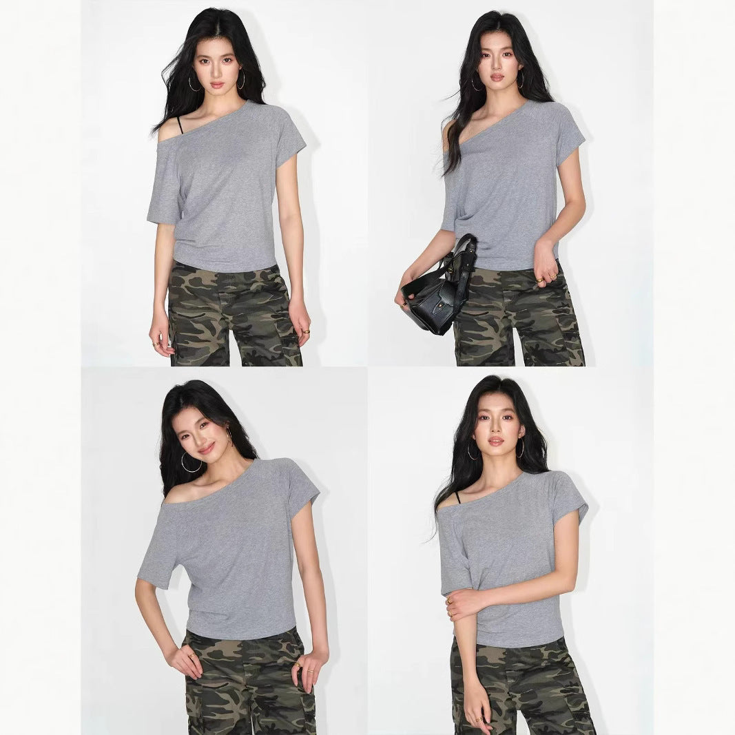 Oblique Shoulder Loose Top – High-End Womenswear