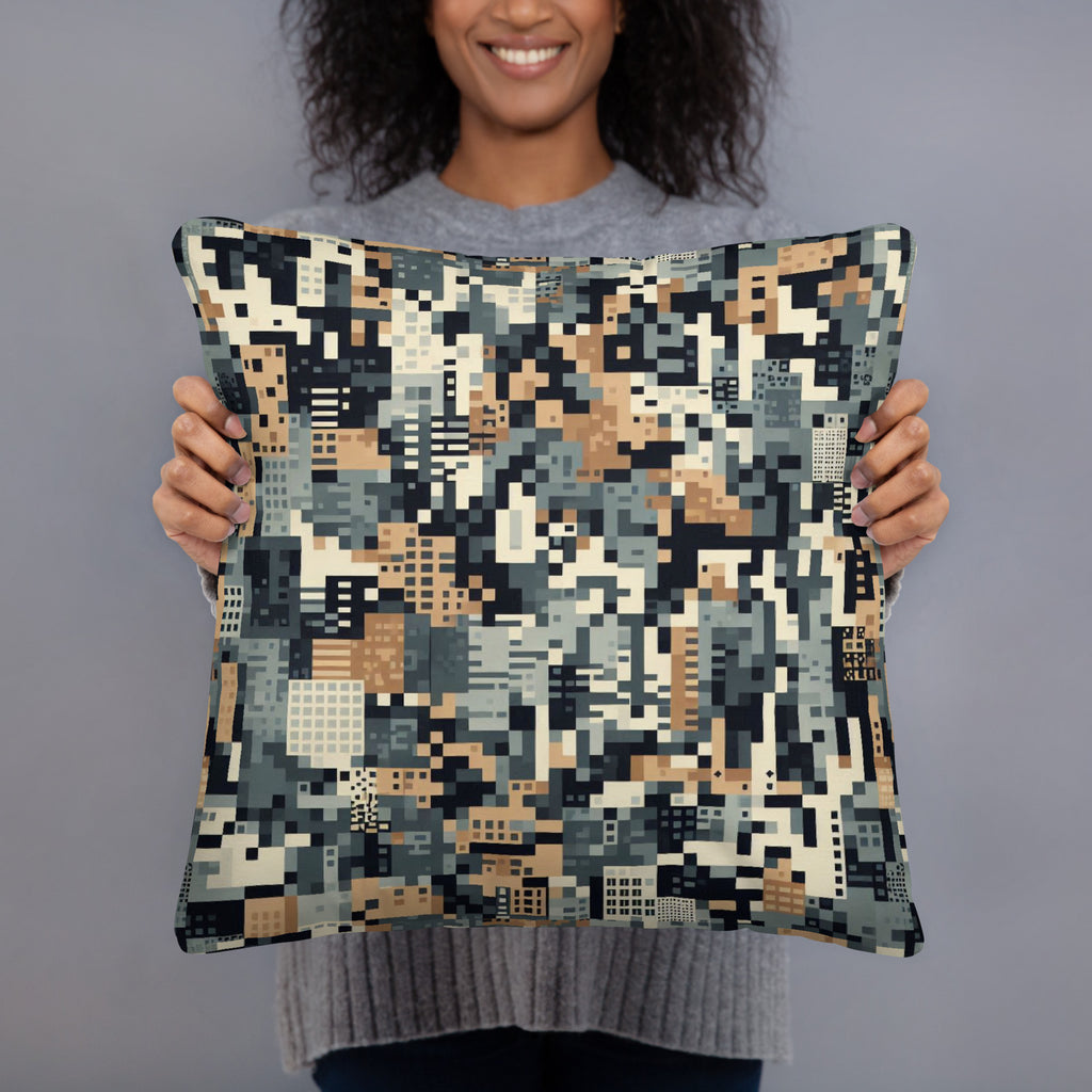 Modern Pixelated Camouflage Throw Pillow - Stylish Decorative Cushion for Home Decor