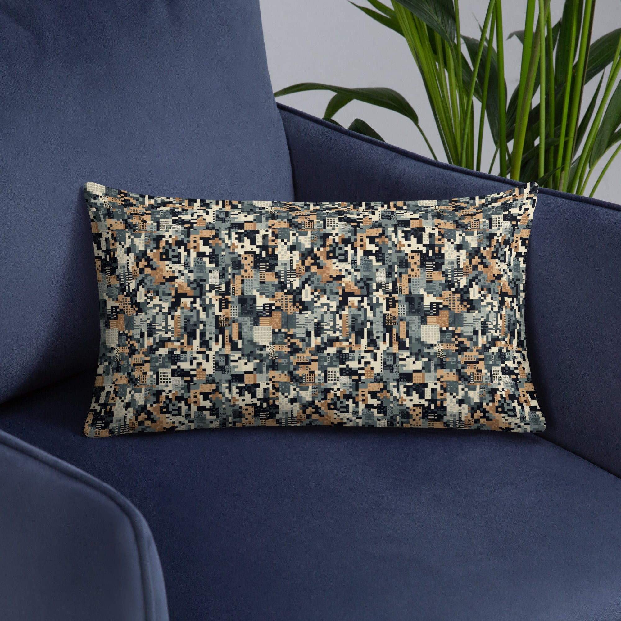 Modern Pixelated Camouflage Throw Pillow - Stylish Decorative Cushion for Home Decor