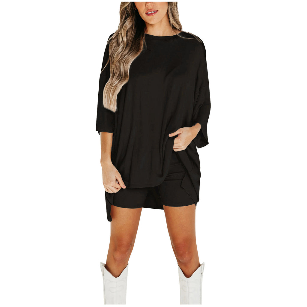 Women's Summer Shorts Set – Loose Tee & Slim Pants Outfit