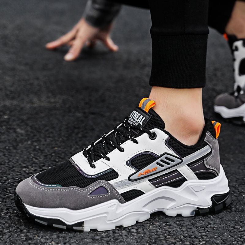 Black & White Lace-Up Mesh Sneakers