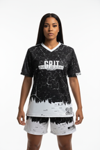 GRIT 23 Jersey Set – Female Model Front View Studio