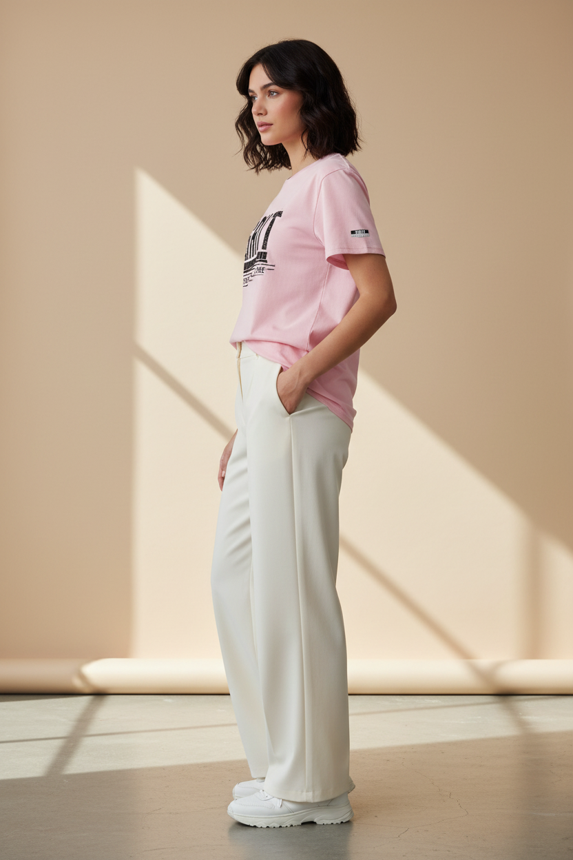 GRIT Organic Tee – Cotton Pink Side Editorial