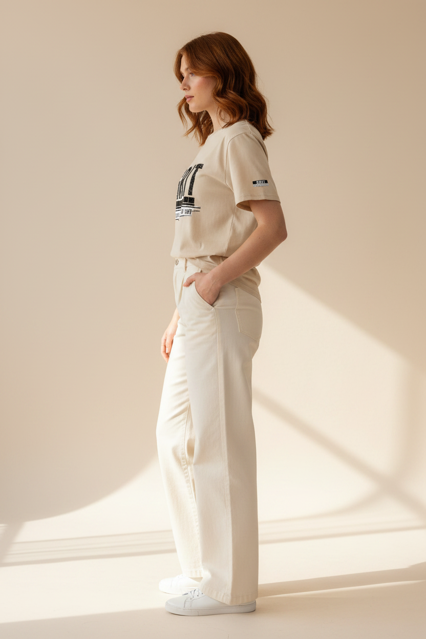 GRIT Organic Tee – Desert Dust Side Editorial