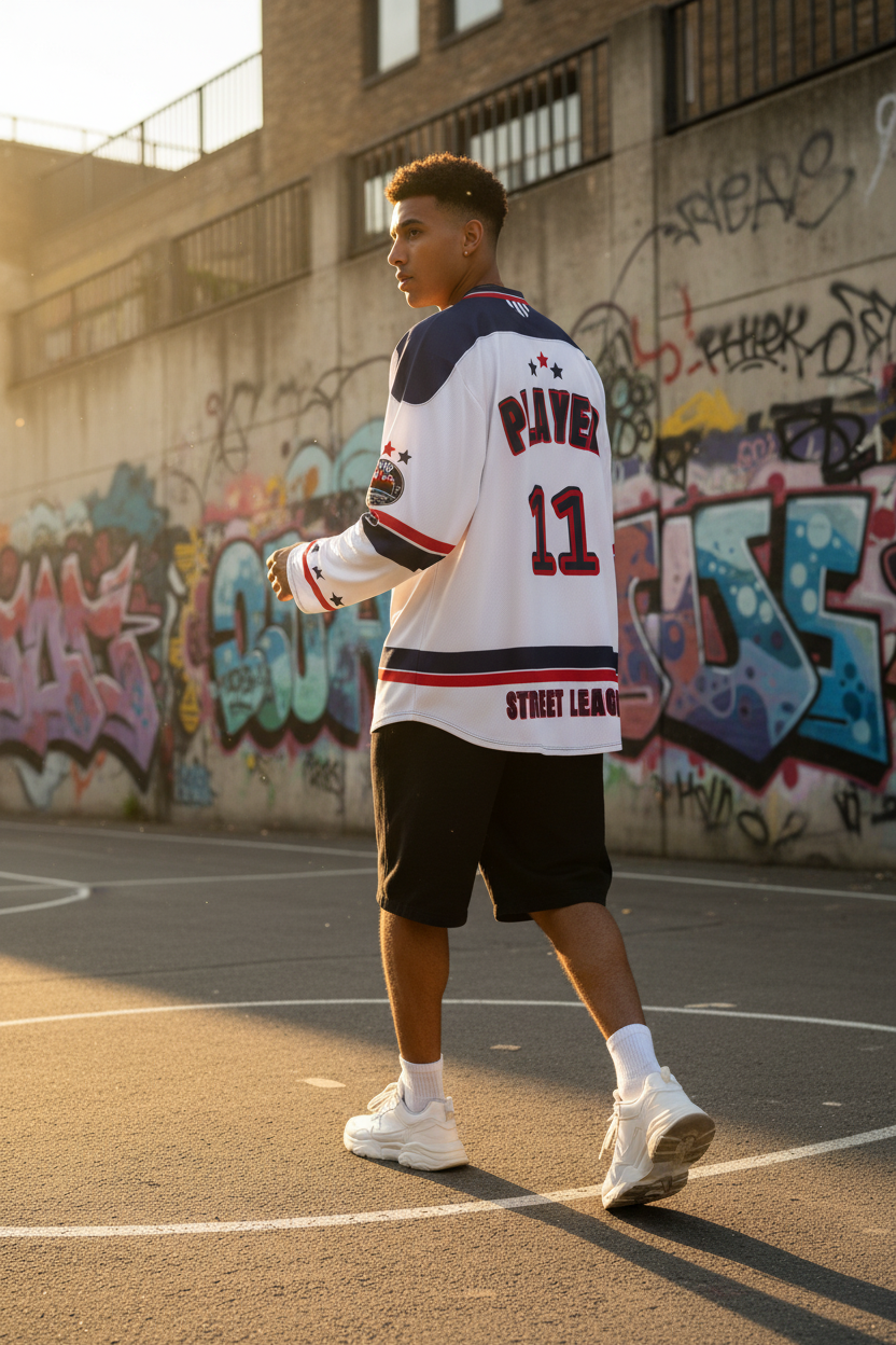 LDN Hoop Club Street League Hockey Jersey White – Back Lifestyle