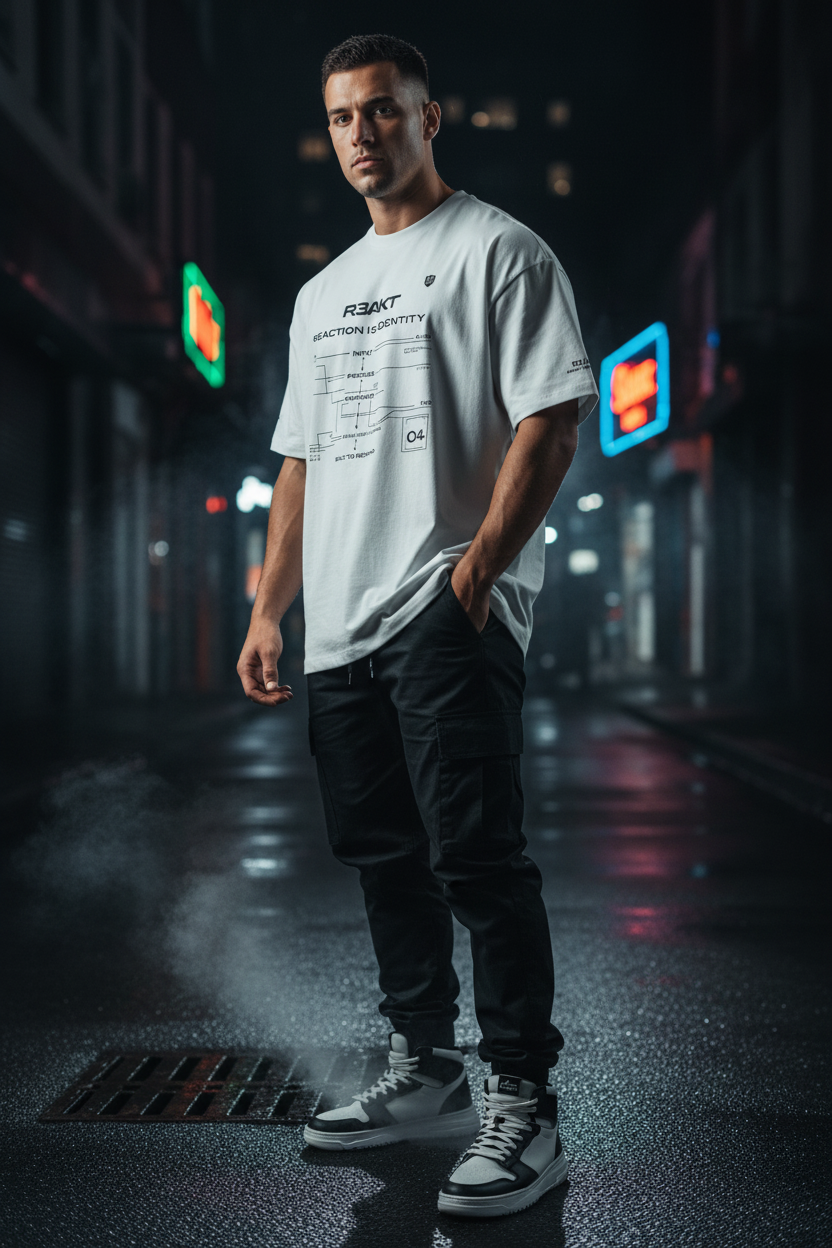 R3AKT Men's Box Tee – Lifestyle Editorial