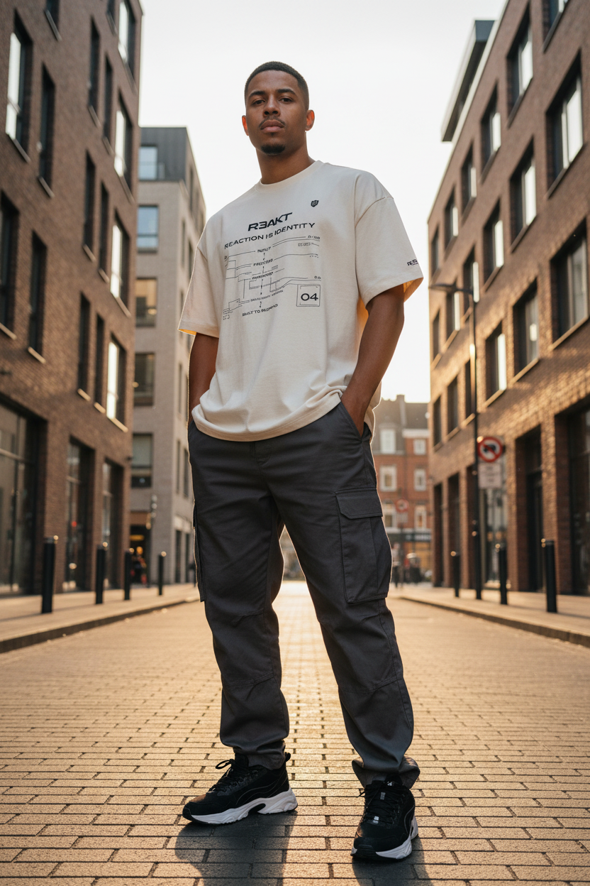 R3AKT Men's Box Tee Vintage White – Lifestyle Editorial