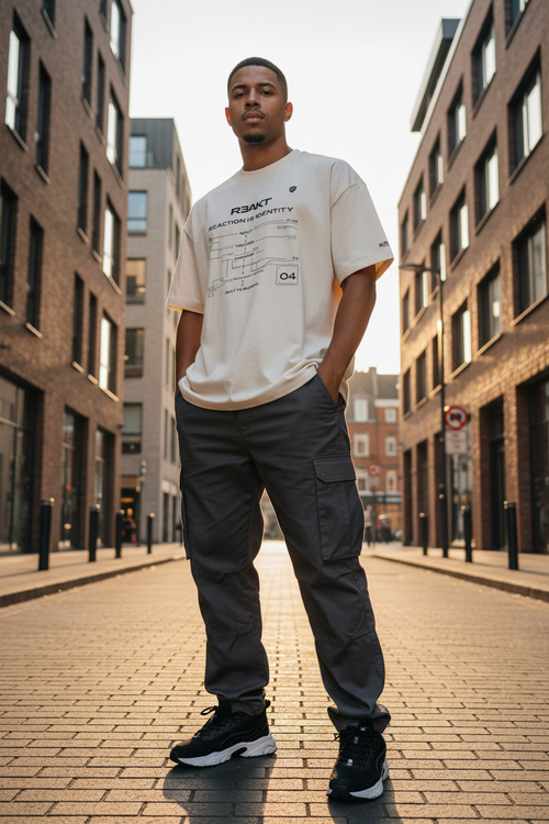 R3AKT Men's Box Tee Vintage White – Lifestyle Editorial