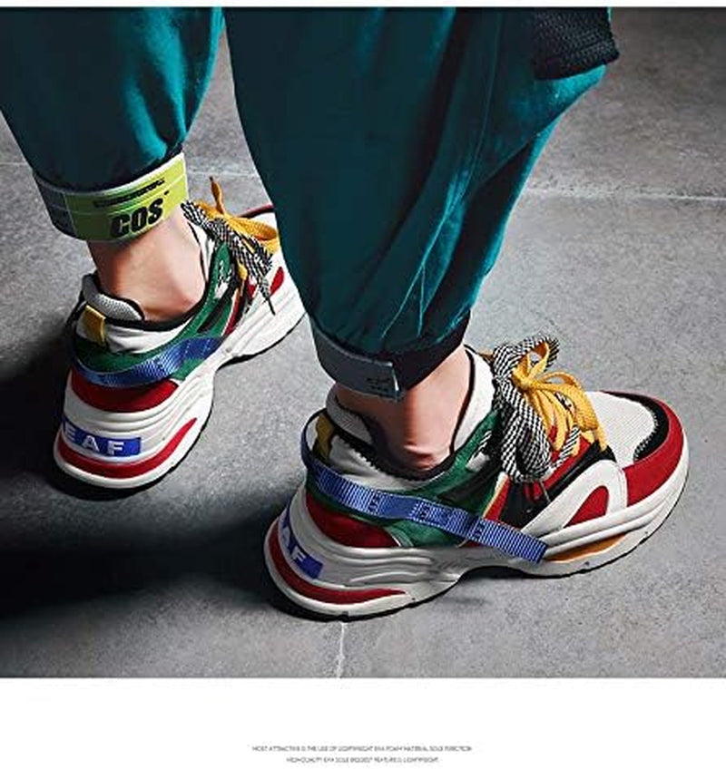 Men'S Retro Color Blocked Fashion Sneakers Sport Running Shoes Walking Casual Athletic Shoes