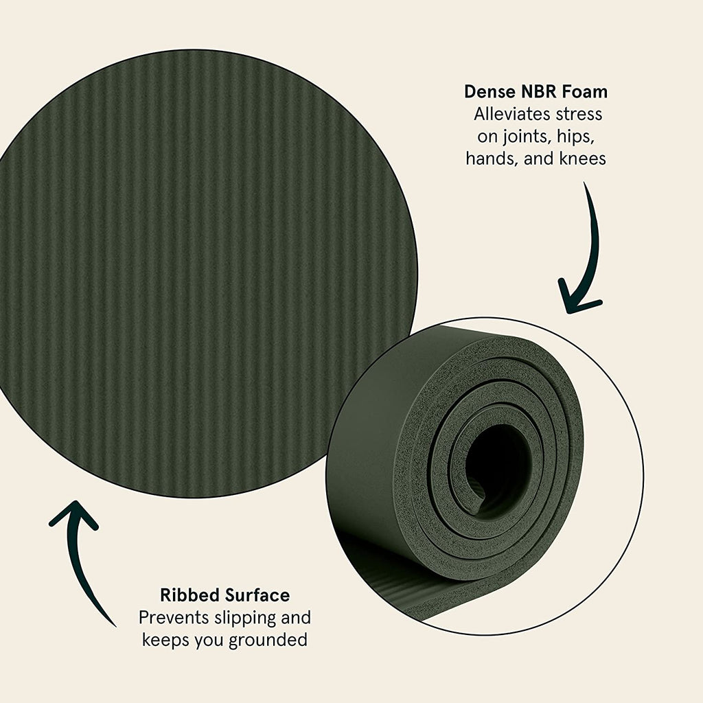 Solana Yoga Mat 1/2" Thick W/Nylon Strap for Men & Women - Non Slip Excercise Mat for Yoga, Pilates, Stretching, Floor & Fitness Workouts