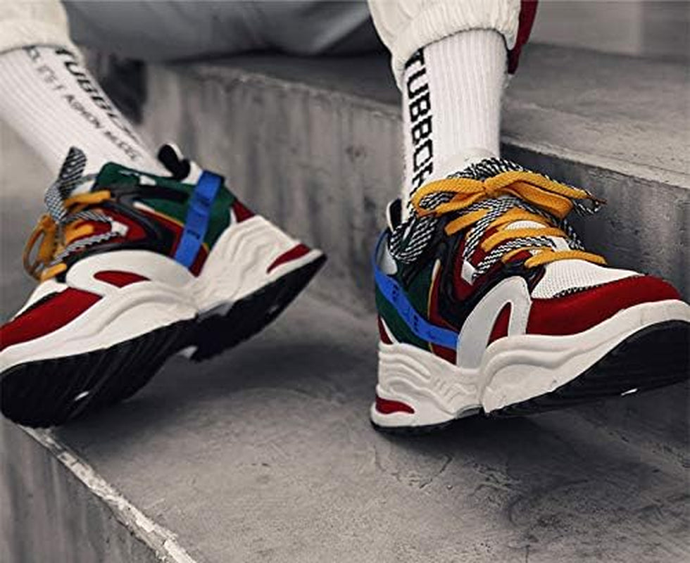 Men'S Retro Color Blocked Fashion Sneakers Sport Running Shoes Walking Casual Athletic Shoes