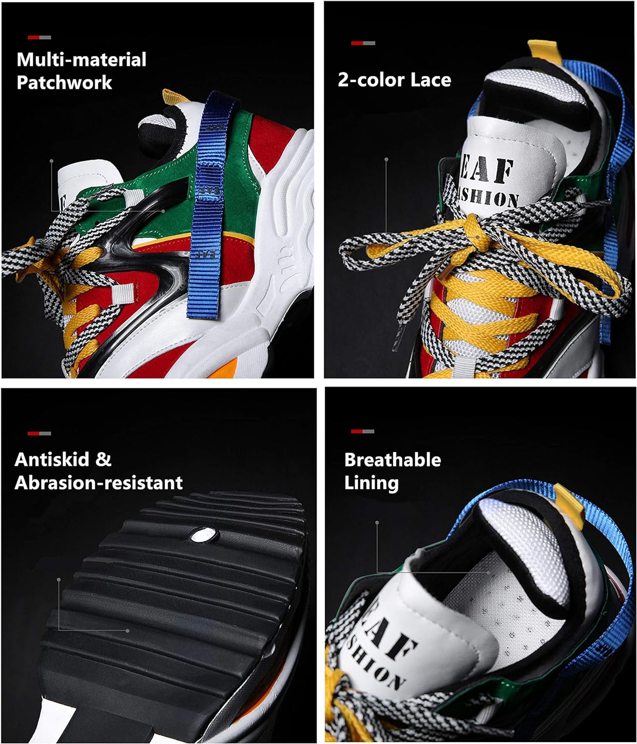 Men'S Retro Color Blocked Fashion Sneakers Sport Running Shoes Walking Casual Athletic Shoes