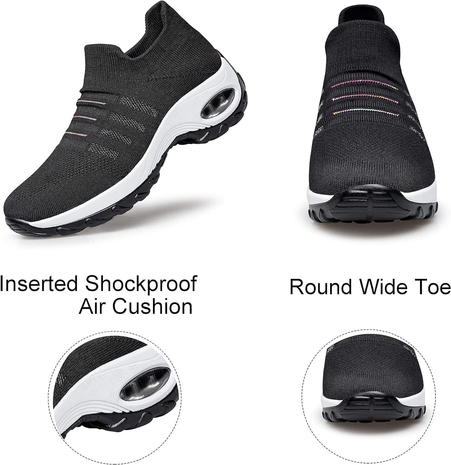 Women'S Walking Shoes - Sock Sneakers Slip on Mesh Platform Air Cushion Athletic Shoes Work Nurse Comfortable