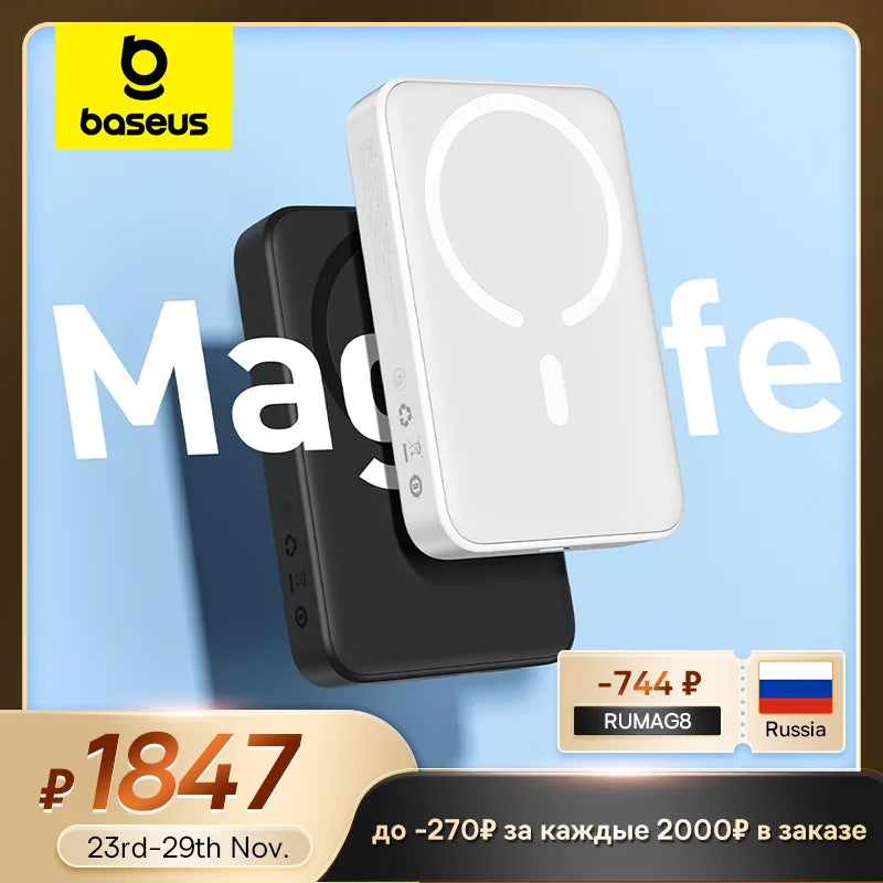 Power Bank 10000Mah 20000Mah Mini Magnetic Wireless Fast Charge Auto-Wake for Iphone 15 14 13 Pro Max Magsafe Powerbank