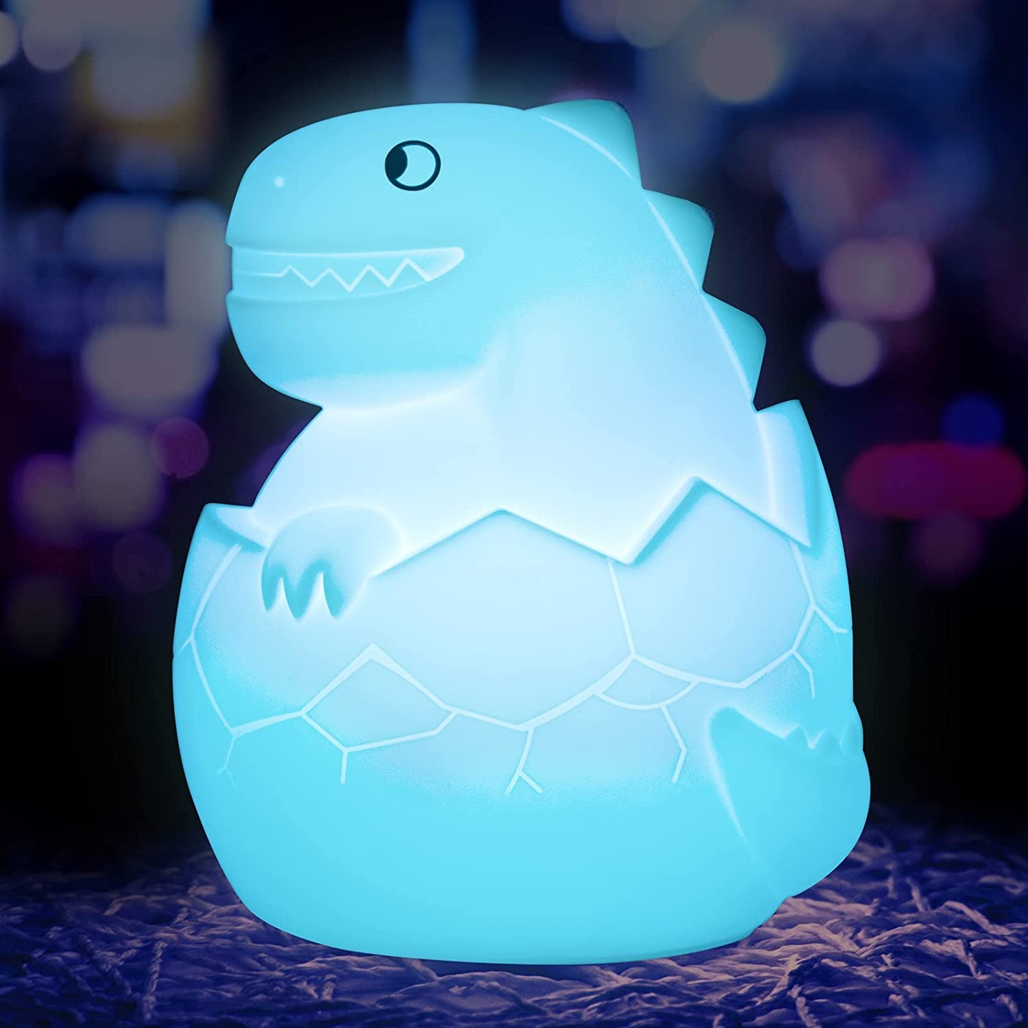 Dinosaur Night Light for Kids Room,  Cute Dino Lamp Boys Toddler Birthday Gifts Color Changing Battery for Girls Baby Nursery, Portable Squishy Silicon beside Lamp for Children Bedroom (Modern)